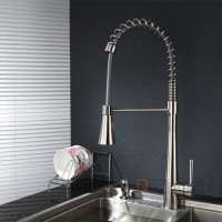 Sanitary ware high quality nickel brushed pull out gooseneck stainless steel kitchen faucet