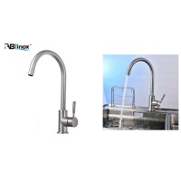 Single Handle Sink Tap 304 Stainless Steel Kitchen Faucet Gooseneck Mixer Faucet